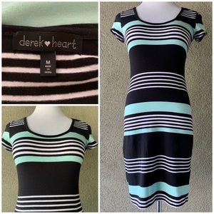 🔥5/$20🔥 “Derek Heart” Striped Jersey Mini-Dress size M